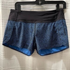 Lululemon Run Times Short Bubbles Pipe Dream Blue Black size 6